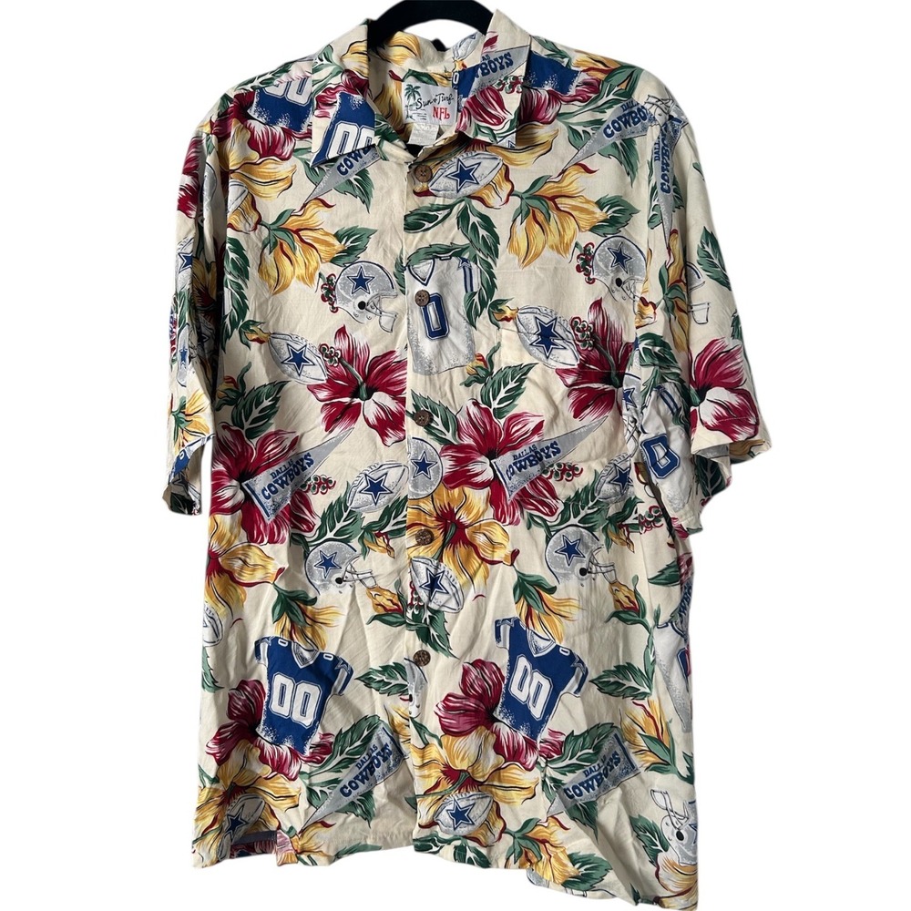 Sun & Turf NFL Vintage Hawaiian Shirt Dallas Cowboys Floral Men's Large